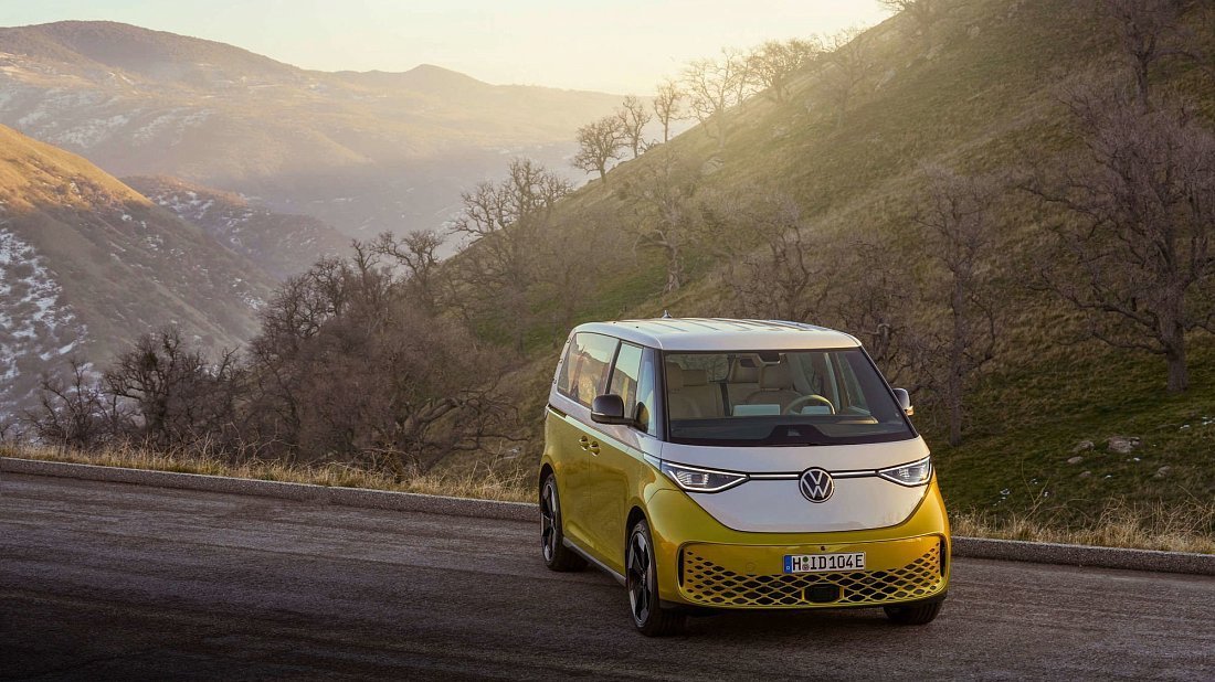 Volkswagen ID.Buzz Pro (2024-...) передняя часть, решетка радиатора, фары, бампер, экстерьер