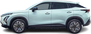 Side view photo of Omoda E5 (2024-...) on transparent background