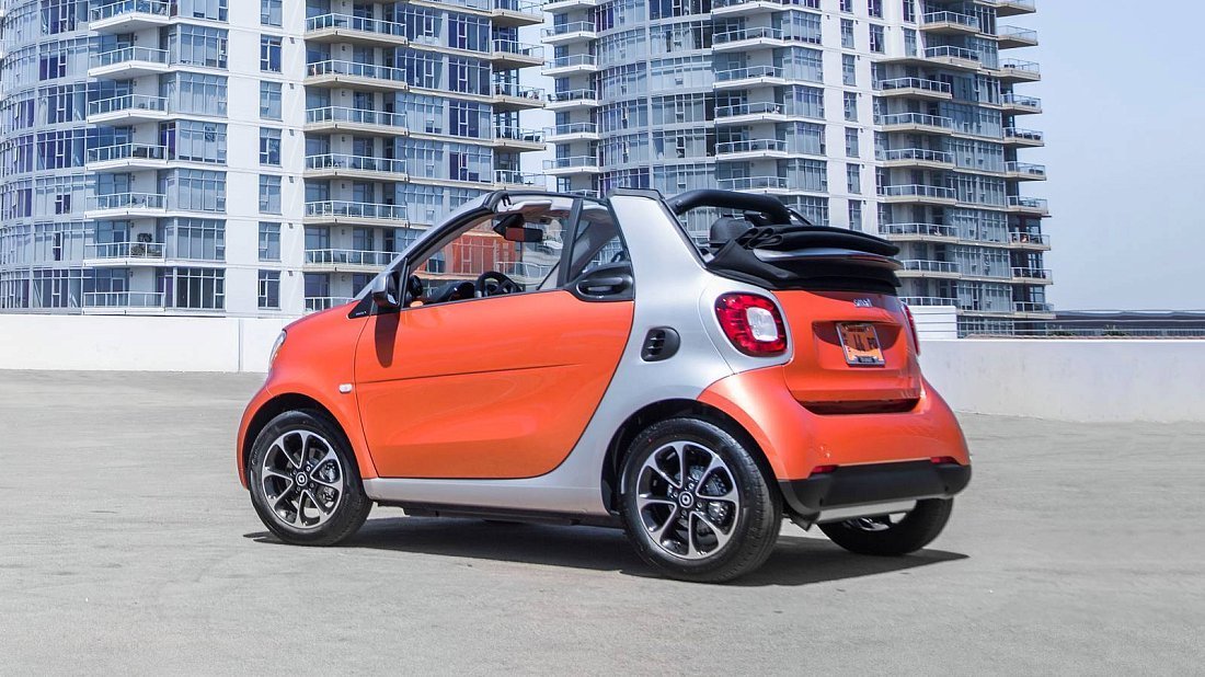 Smart EQ fortwo cabrio (2017-2019) задняя часть в три четверти, вид в три четверти, диагональ, экстерьер