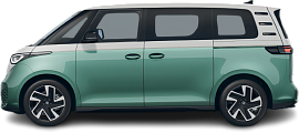 Side view photo of Volkswagen ID.Buzz Long Pro S 4MOTION (2024-…) on transparent background