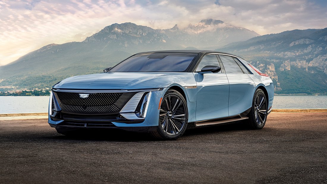 Cadillac Celestiq (2024-…) вид спереди, передняя часть в три четверти, диагональ, экстерьер