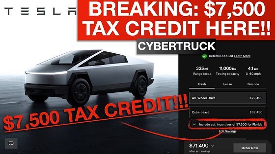 Video: BREAKING: Tesla Cybertruck Tax Credit Eligible - $7,500 Finally Available For Cybertruck!!