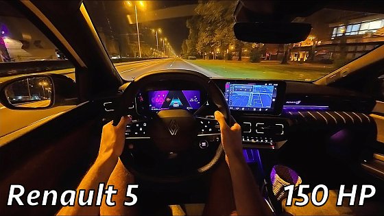 Video: Renault 5 E-Tech Night POV driving review (150 HP, 52 kWh battery) Acceleration 0 - 100 km/h