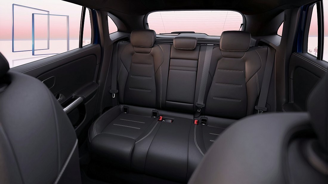 Mercedes EQA 300 4MATIC (2023-…) задние сиденья, пассажирские сиденья, пространство для ног, пространство над головой, интерьер