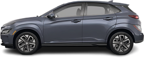 Side view photo of Hyundai Kona Electric Long Range (2021-2023) on transparent background