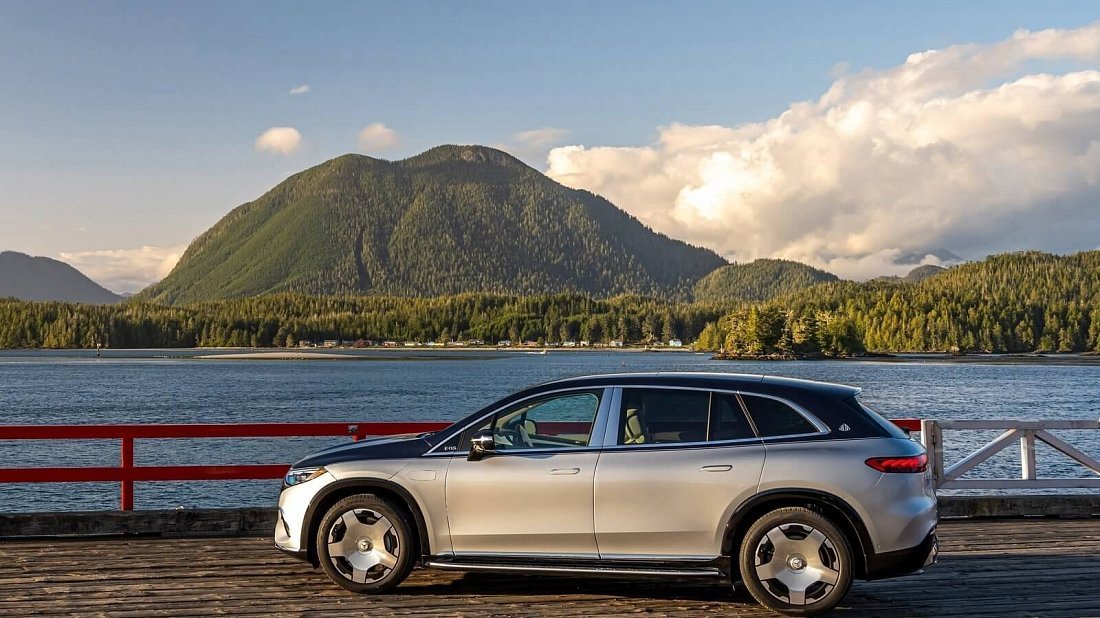 Mercedes EQS SUV Maybach 680 (2024-…) вид сбоку, силуэт, двери, колеса, экстерьер