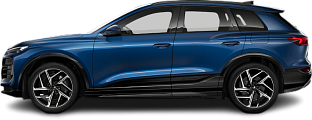 Side view photo of Audi Q6 e-tron quattro (2024-…) on transparent background