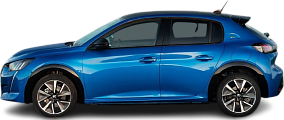 Side view photo of Peugeot e-208 50 kWh (2020-2021) on transparent background
