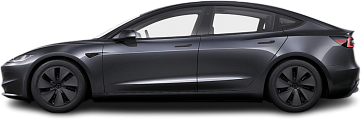Side view photo of Tesla Model 3 Long Range RWD (2024-…) on transparent background