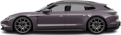 Side view photo of Porsche Taycan 4S Sport Turismo (2024-…) on transparent background