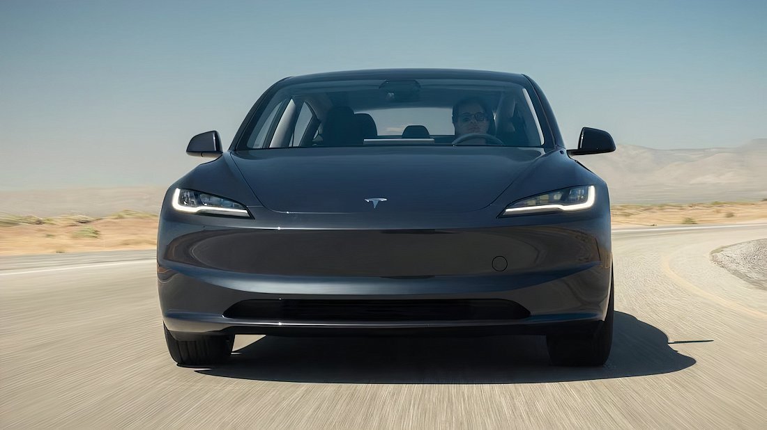 Tesla Model 3 Long Range AWD (2023-…) передняя часть, решетка радиатора, фары, бампер, экстерьер