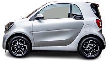 Side view photo of Smart EQ fortwo coupe (2020-2023) on transparent background