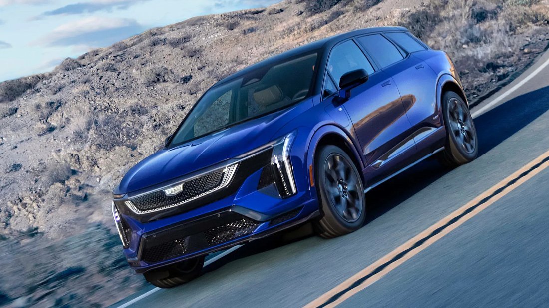 Cadillac Optiq V (2025-…) передняя часть, решетка радиатора, фары, бампер, экстерьер