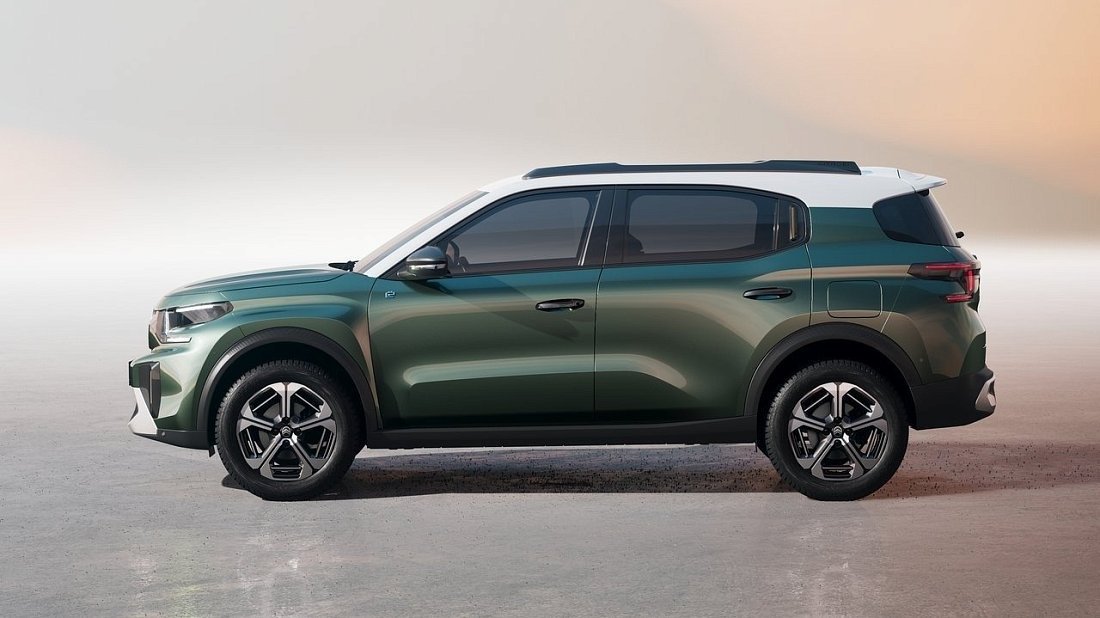 Citroën e-C3 Aircross (2024-…) вид сбоку, силуэт, двери, колеса, экстерьер
