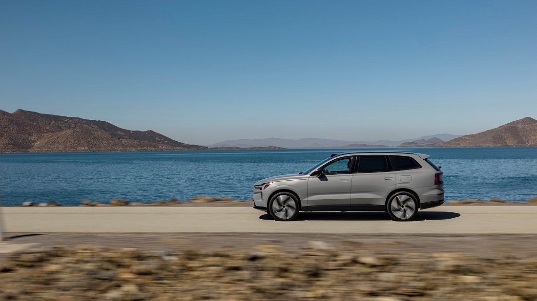 Volvo EX90 Single Motor (2024-…) вид сбоку, силуэт, двери, колеса, экстерьер