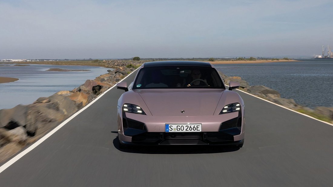 Porsche Taycan 4S Sport Turismo (2024-…) передняя часть, решетка радиатора, фары, бампер, экстерьер