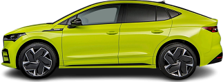 Side view photo of Škoda Enyaq Coupe RS (2023-2025) on transparent background