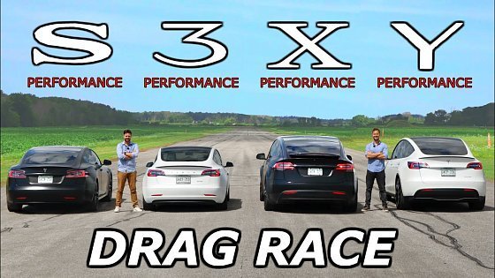 Video: Tesla Model S vs 3 vs X vs Y - PERFORMANCE Models // DRAG & ROLL RACE