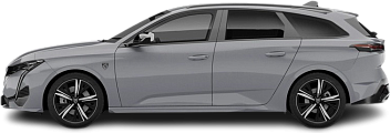 Side view photo of Peugeot e-308 Station Wagon (2023-…) on transparent background