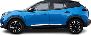 Side view photo of Peugeot e-2008 50 kWh (2021-2023) on transparent background