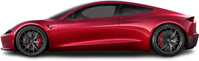 Side view photo of Tesla Roadster 2025 on transparent background