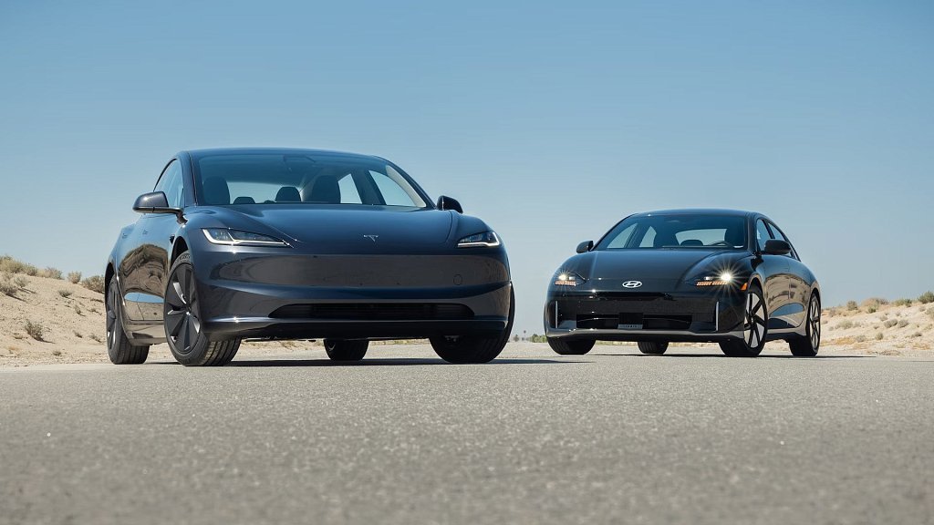 Tesla Model 3 and Hyundai Ioniq 6 by MotorTrend